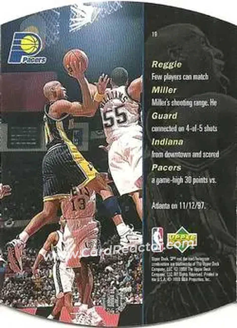1997-98 SPx Basketball - Bronze #19 - Reggie Miller - Indiana Pacers - Back