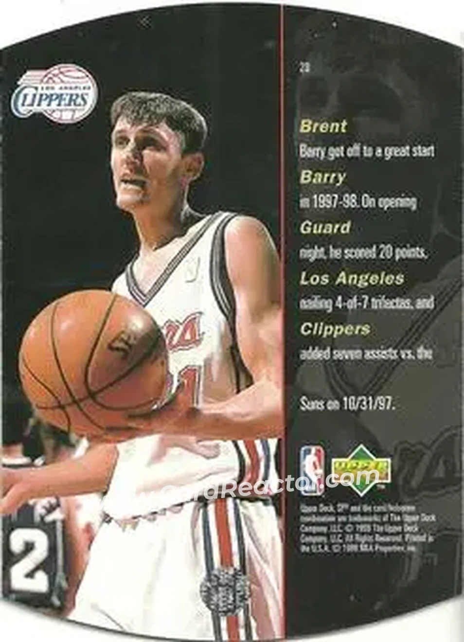 1997-98 SPx Basketball - Bronze #20 - Brent Barry - Los Angeles Clippers - Back