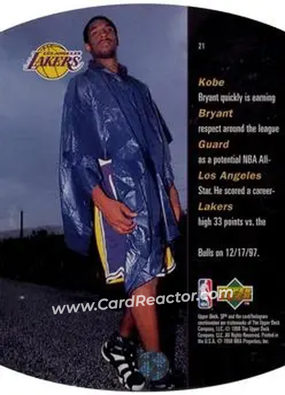 1997-98 SPx Basketball - Bronze #21 - Kobe Bryant - Los Angeles Lakers - Back