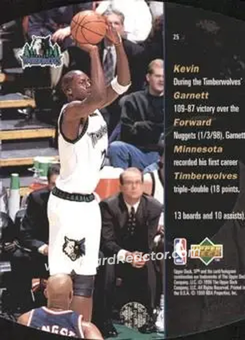 1997-98 SPx Basketball - Bronze #25 - Kevin Garnett - Minnesota Timberwolves - Back