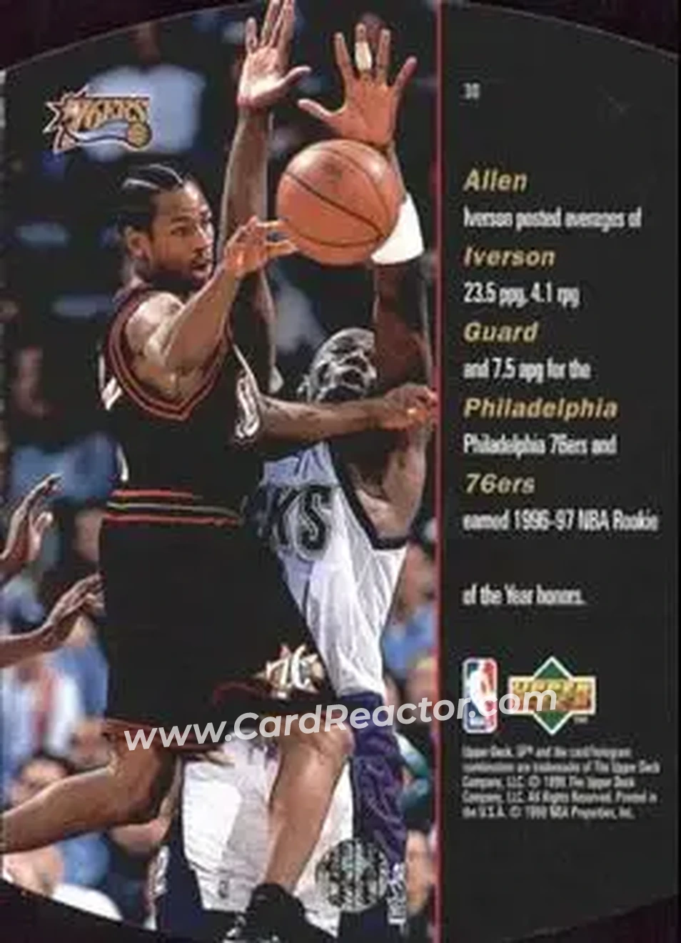 1997-98 SPx Basketball - Bronze #30 - Allen Iverson - Philadelphia 76ers - Back