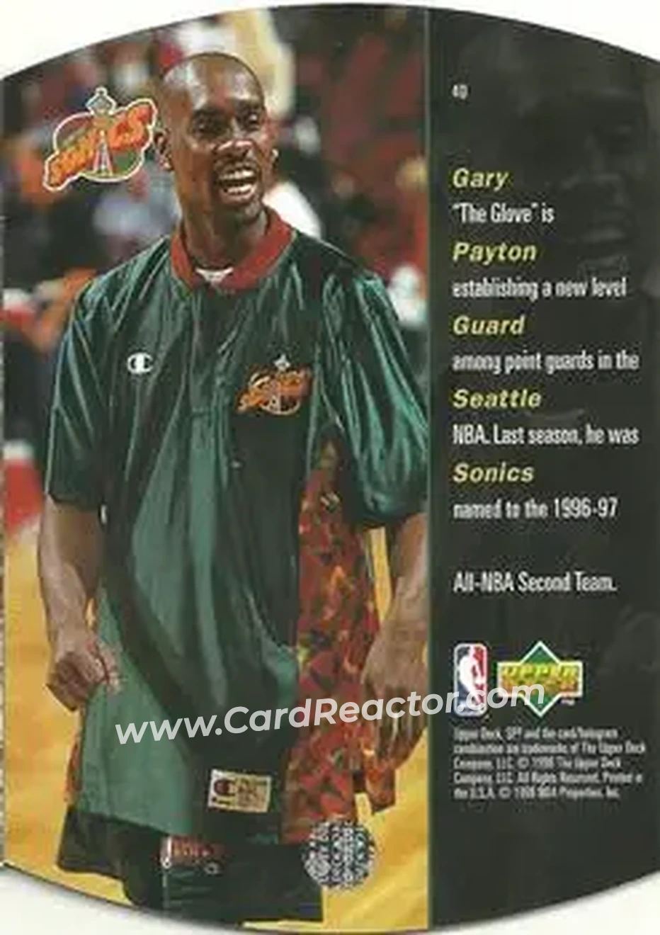 1997-98 SPx Basketball - Bronze #40 - Gary Payton - Seattle SuperSonics - Back