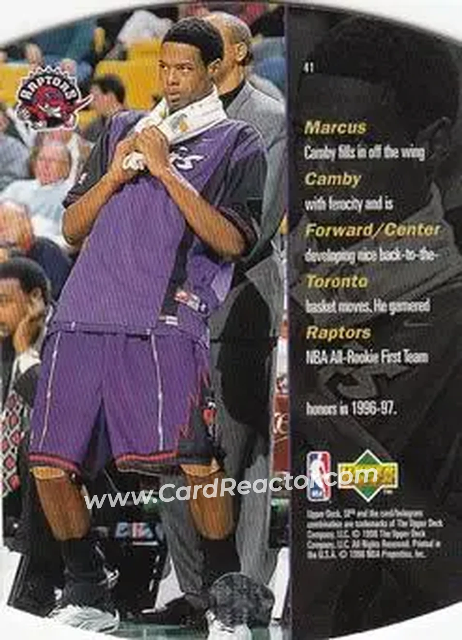 1997-98 SPx Basketball - Bronze #41 - Marcus Camby - Toronto Raptors - Back