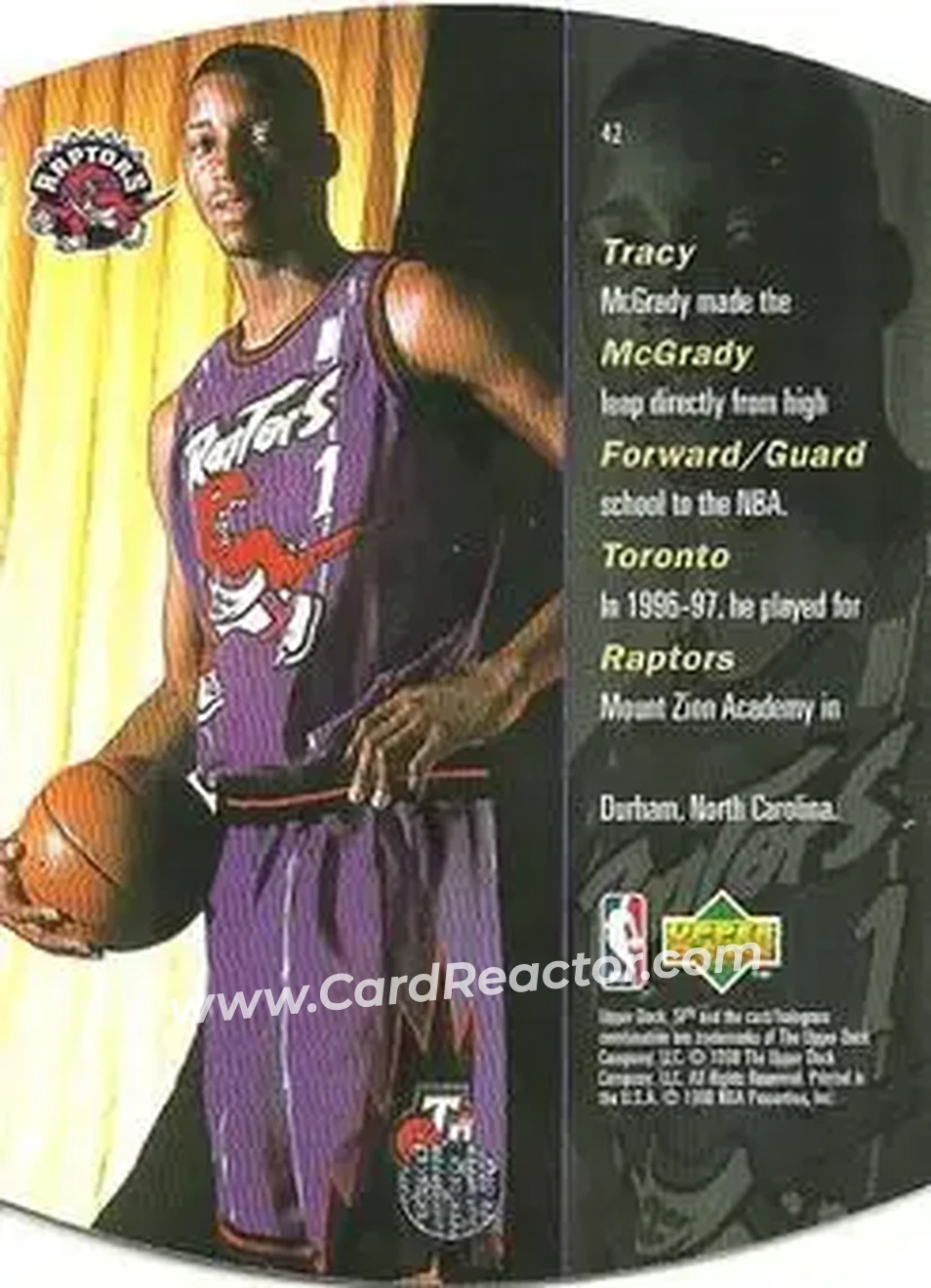 1997-98 SPx Basketball - Bronze #42 - Tracy McGrady - Toronto Raptors - Back