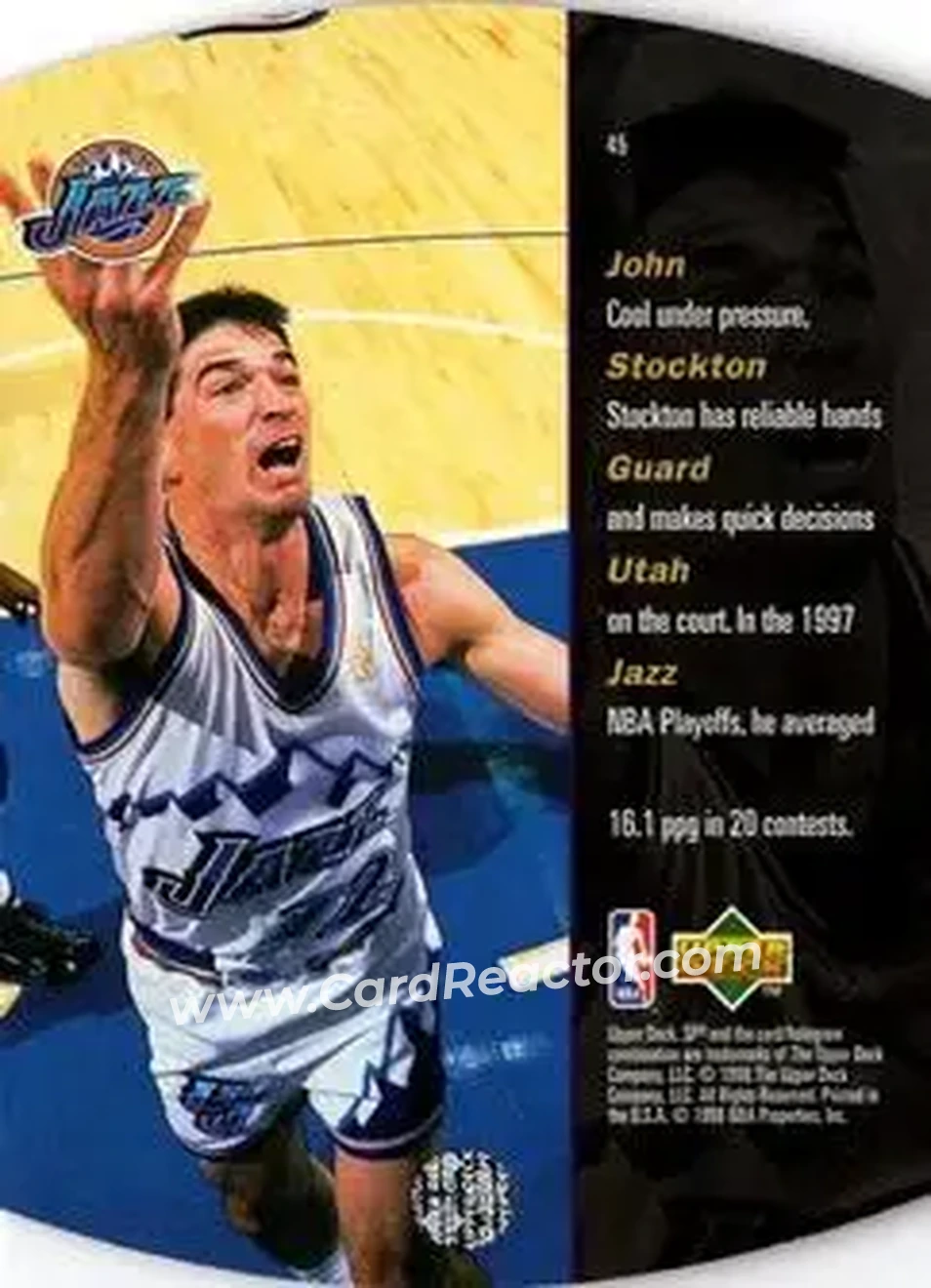 1997-98 SPx Basketball - Bronze #45 - John Stockton - Utah Jazz - Back