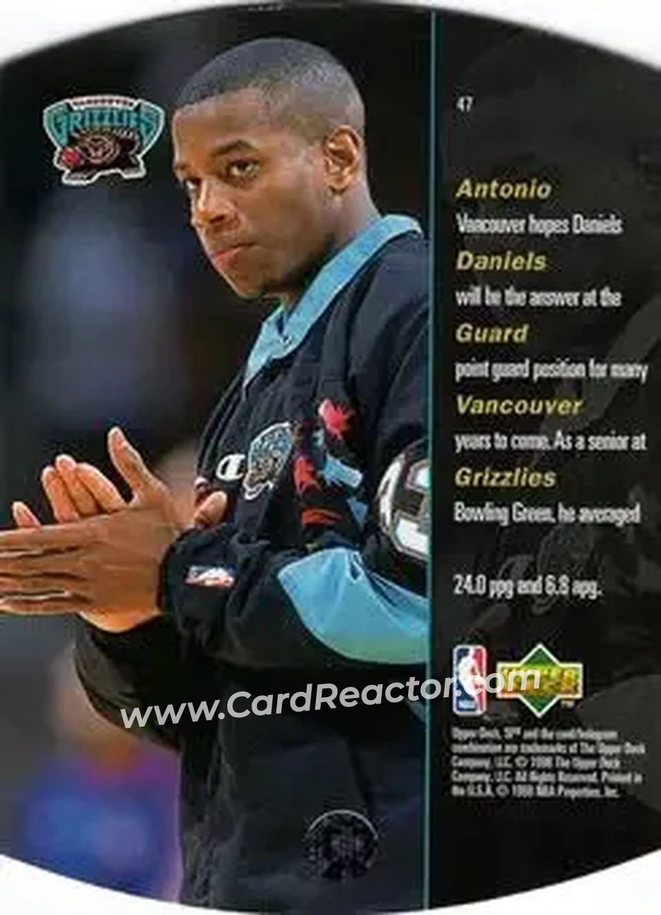 1997-98 SPx Basketball - Bronze #47 - Antonio Daniels - Vancouver Grizzlies - Back