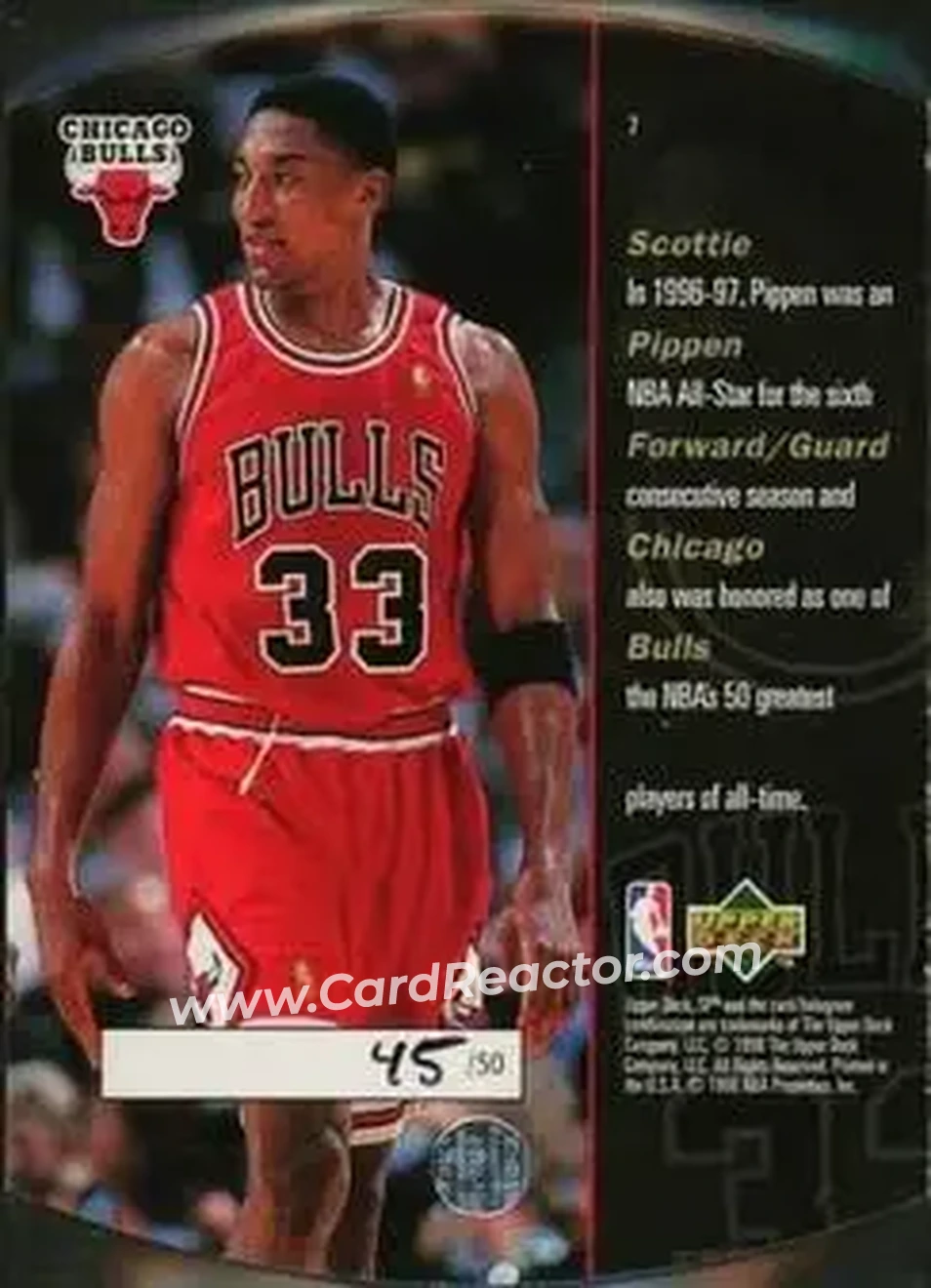 1997-98 SPx Basketball - Grand Finale #7 - Scottie Pippen - Chicago Bulls - Back