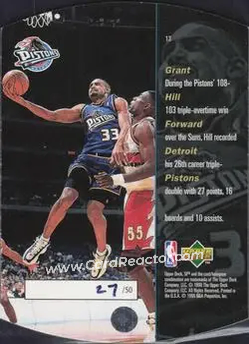 1997-98 SPx Basketball - Grand Finale #13 - Grant Hill - Detroit Pistons - Back