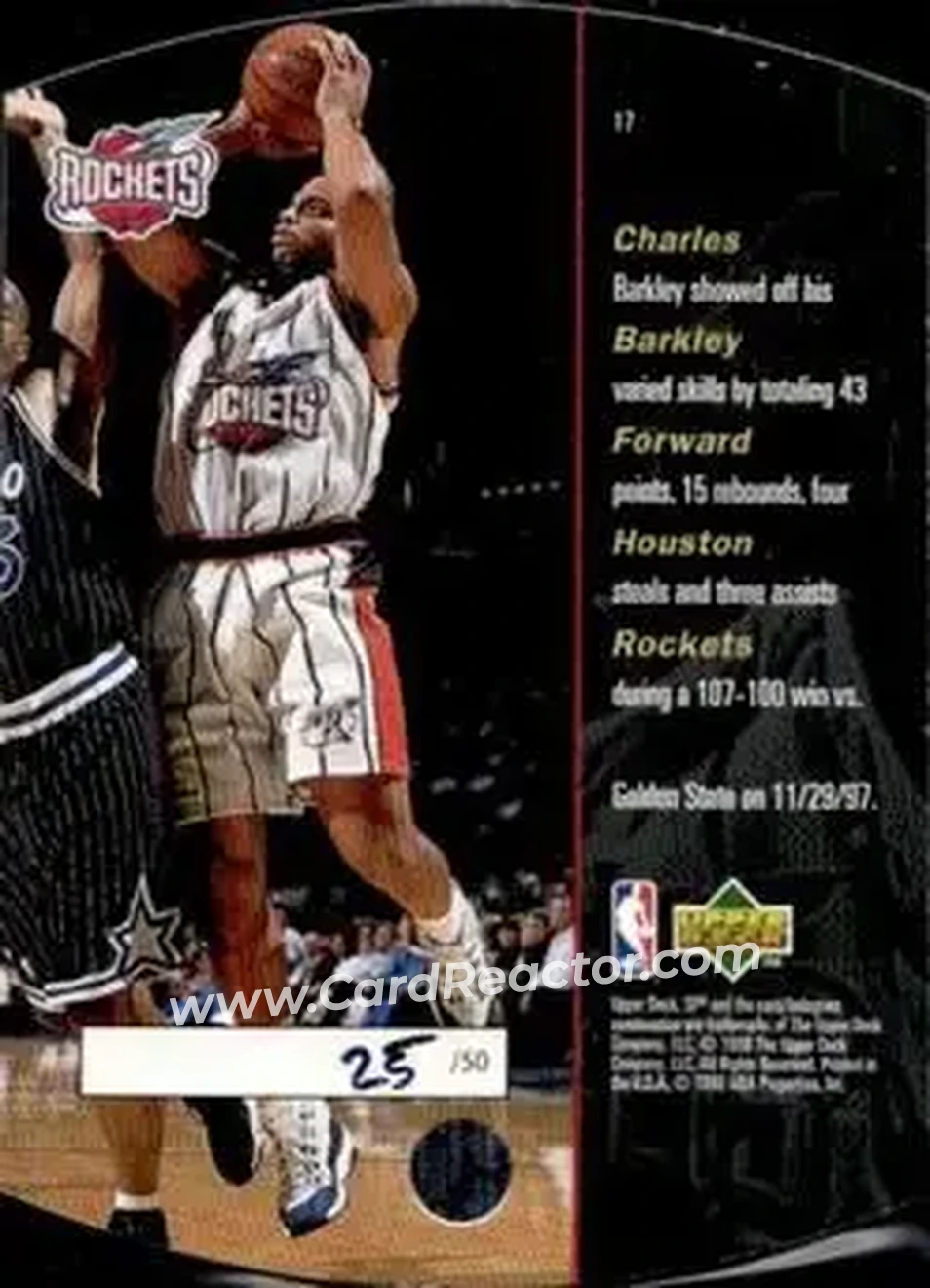 1997-98 SPx Basketball - Grand Finale #17 - Charles Barkley - Houston Rockets - Back