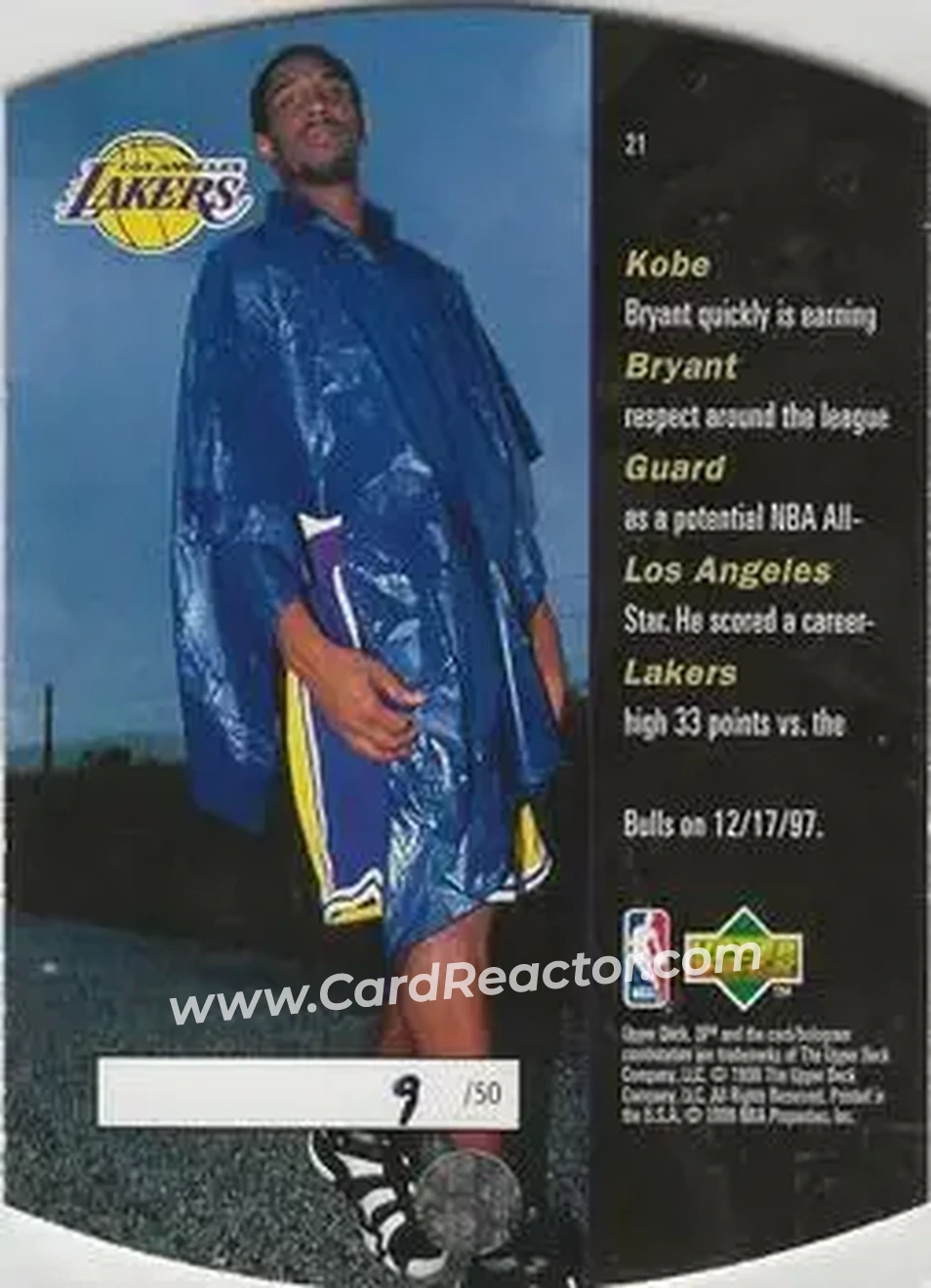 1997-98 SPx Basketball - Grand Finale #21 - Kobe Bryant - Los Angeles Lakers - Back