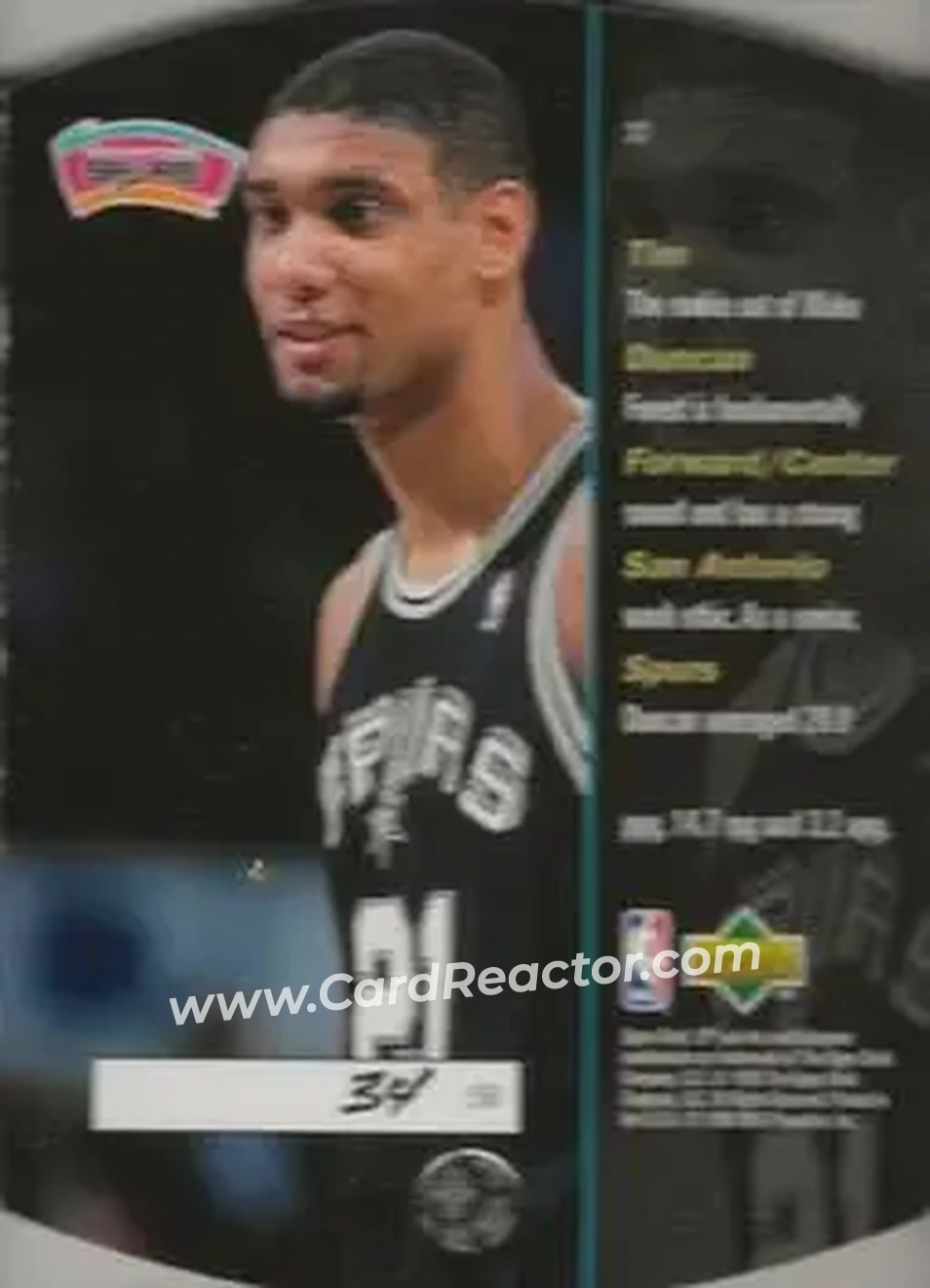 1997-98 SPx Basketball - Grand Finale #37 - Tim Duncan - San Antonio Spurs - Back