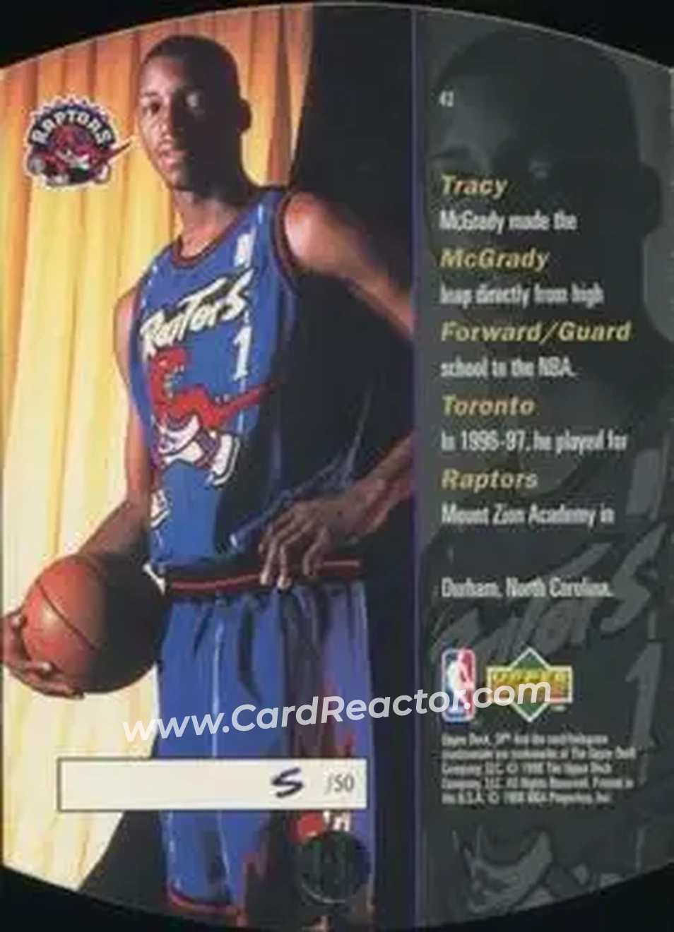 1997-98 SPx Basketball - Grand Finale #42 - Tracy McGrady - Toronto Raptors - Back