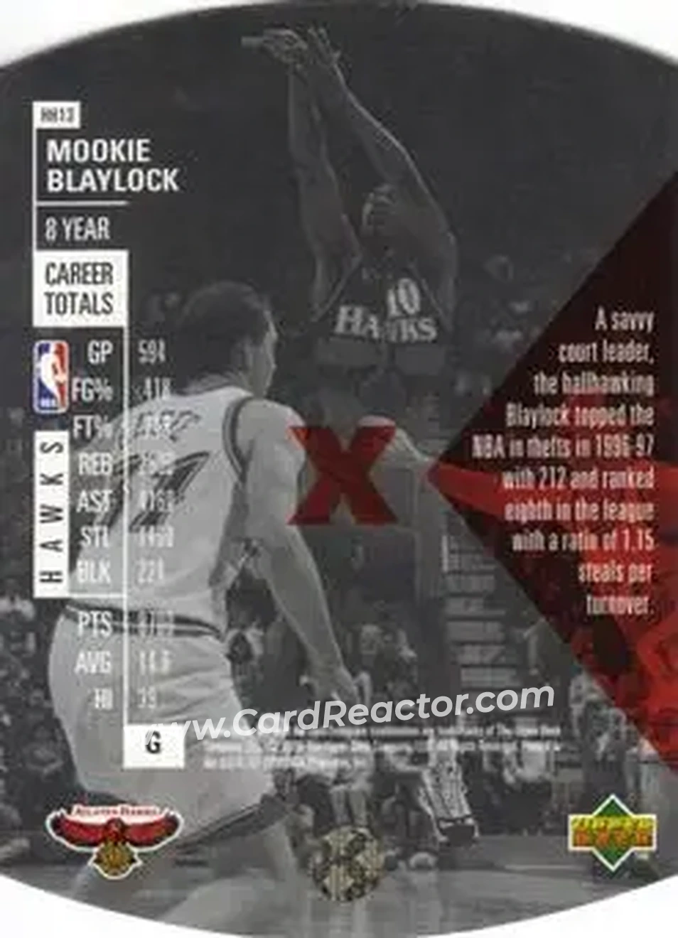 1997-98 SPx Basketball - Hardcourt Holoview #HH13 - Mookie Blaylock - Atlanta Hawks - Back