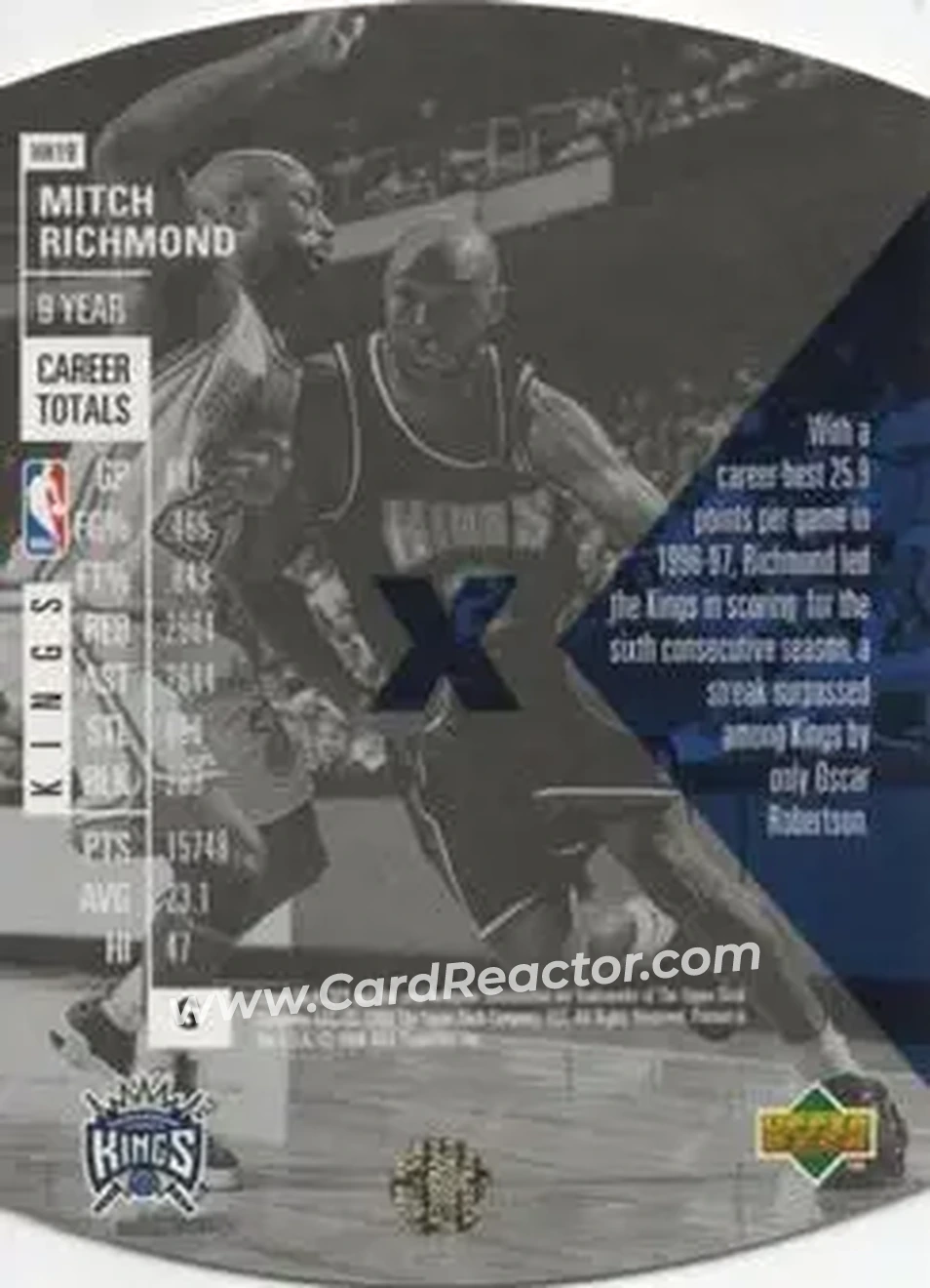 1997-98 SPx Basketball - Hardcourt Holoview #HH19 - Mitch Richmond - Sacramento Kings - Back