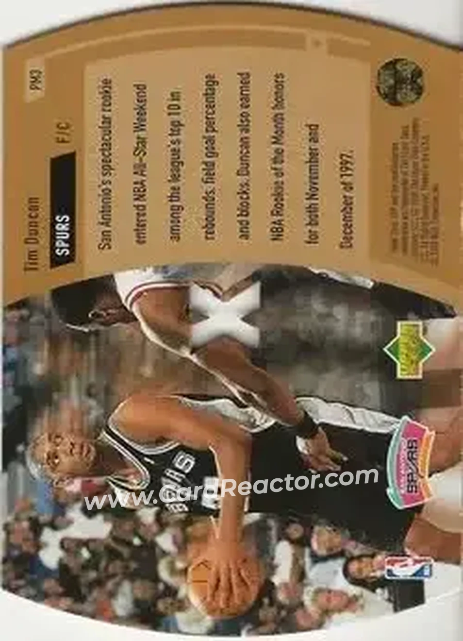1997-98 SPx Basketball - NBA Pro-Motion #PM3 - Tim Duncan - San Antonio Spurs - Back