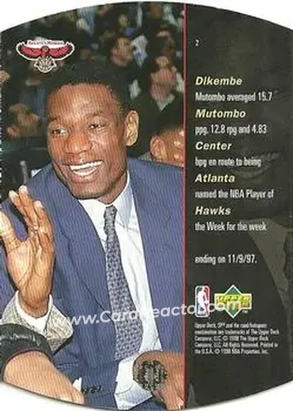 1997-98 SPx Basketball #2 - Dikembe Mutombo - Atlanta Hawks - Back