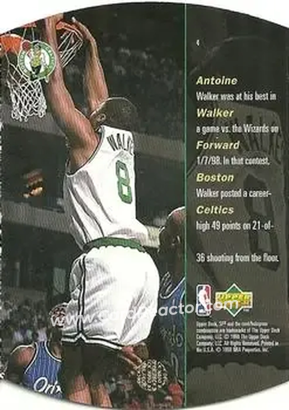 1997-98 SPx Basketball #4 - Antoine Walker - Boston Celtics - Back