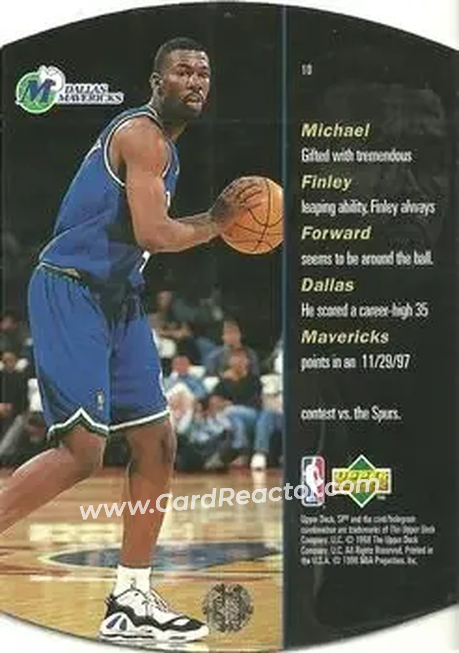 1997-98 SPx Basketball #10 - Michael Finley - Dallas Mavericks - Back