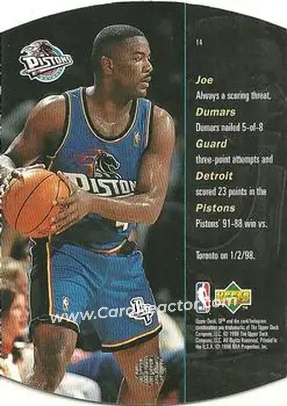 1997-98 SPx Basketball #14 - Joe Dumars - Detroit Pistons - Back
