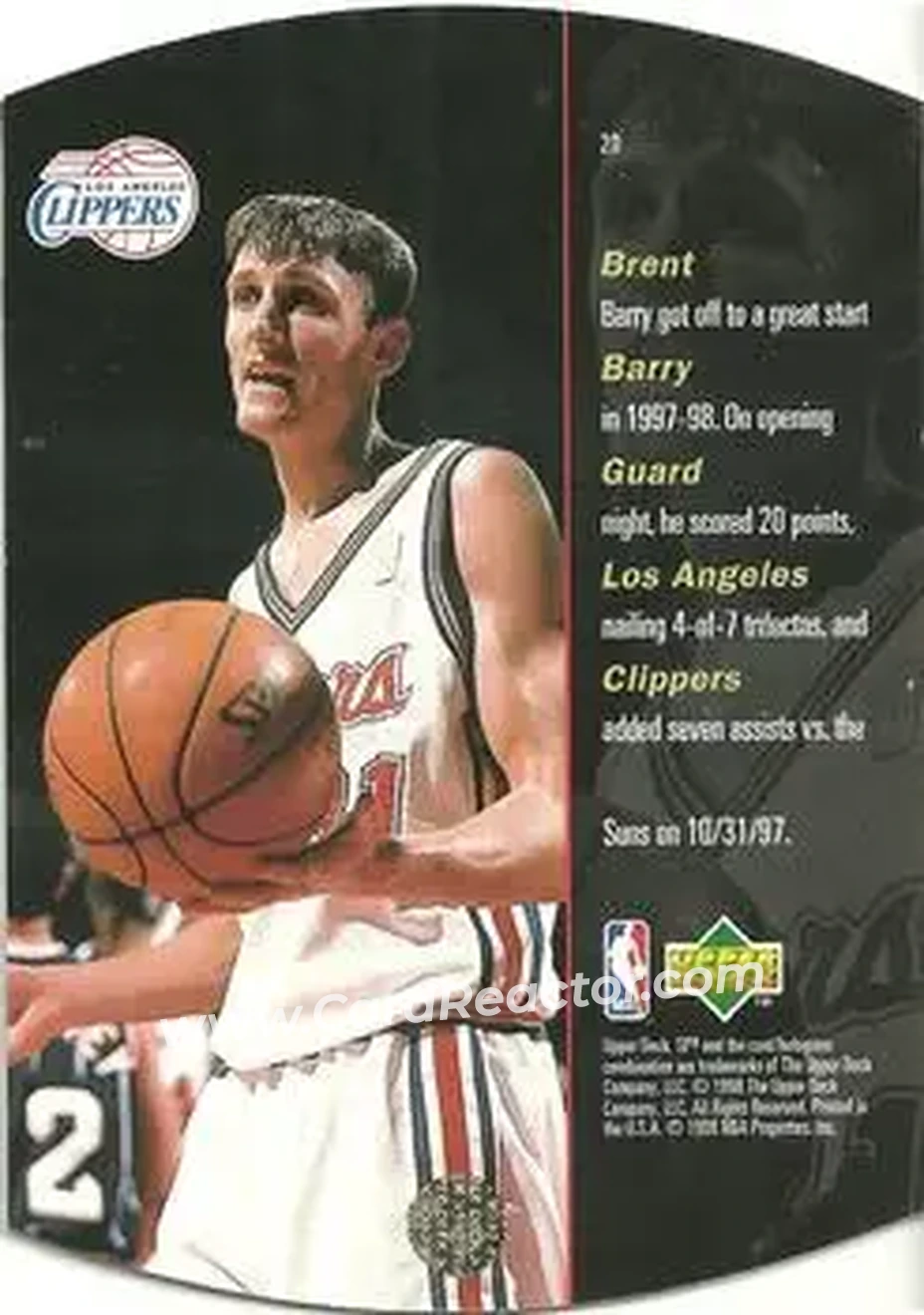 1997-98 SPx Basketball #20 - Brent Barry - Los Angeles Clippers - Back