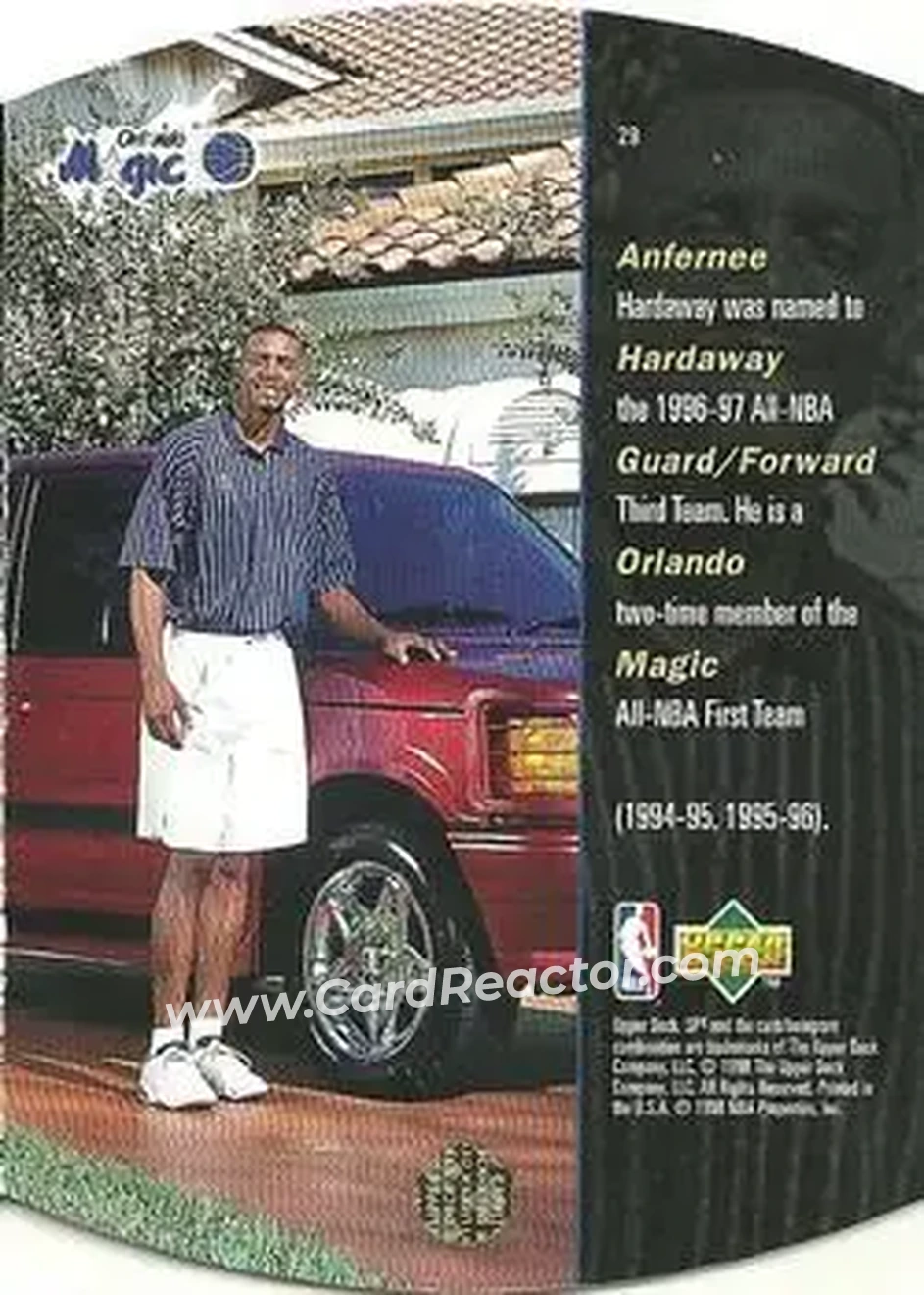 1997-98 SPx Basketball #29 - Anfernee Hardaway - Orlando Magic - Back