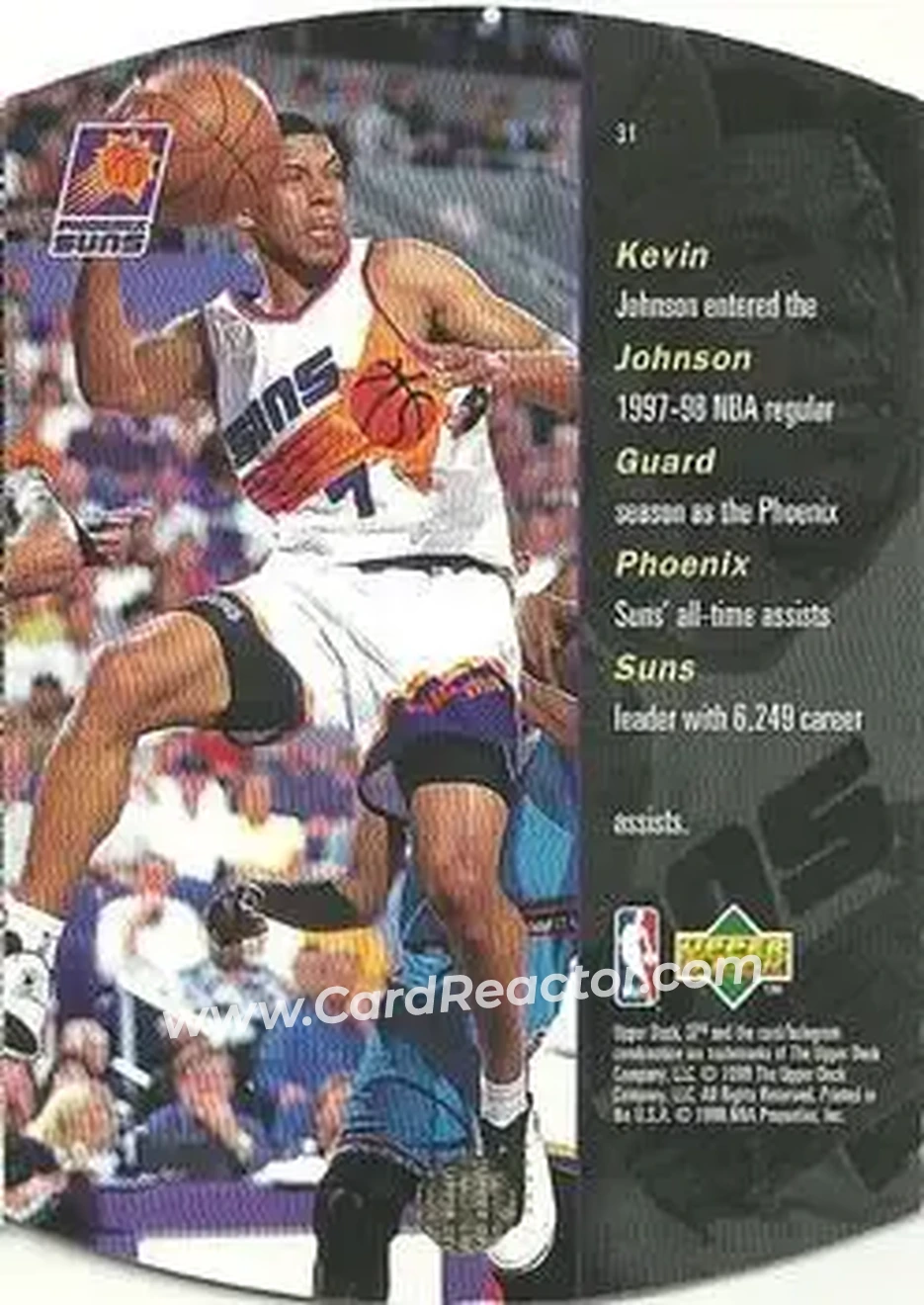 1997-98 SPx Basketball #31 - Kevin Johnson - Phoenix Suns - Back