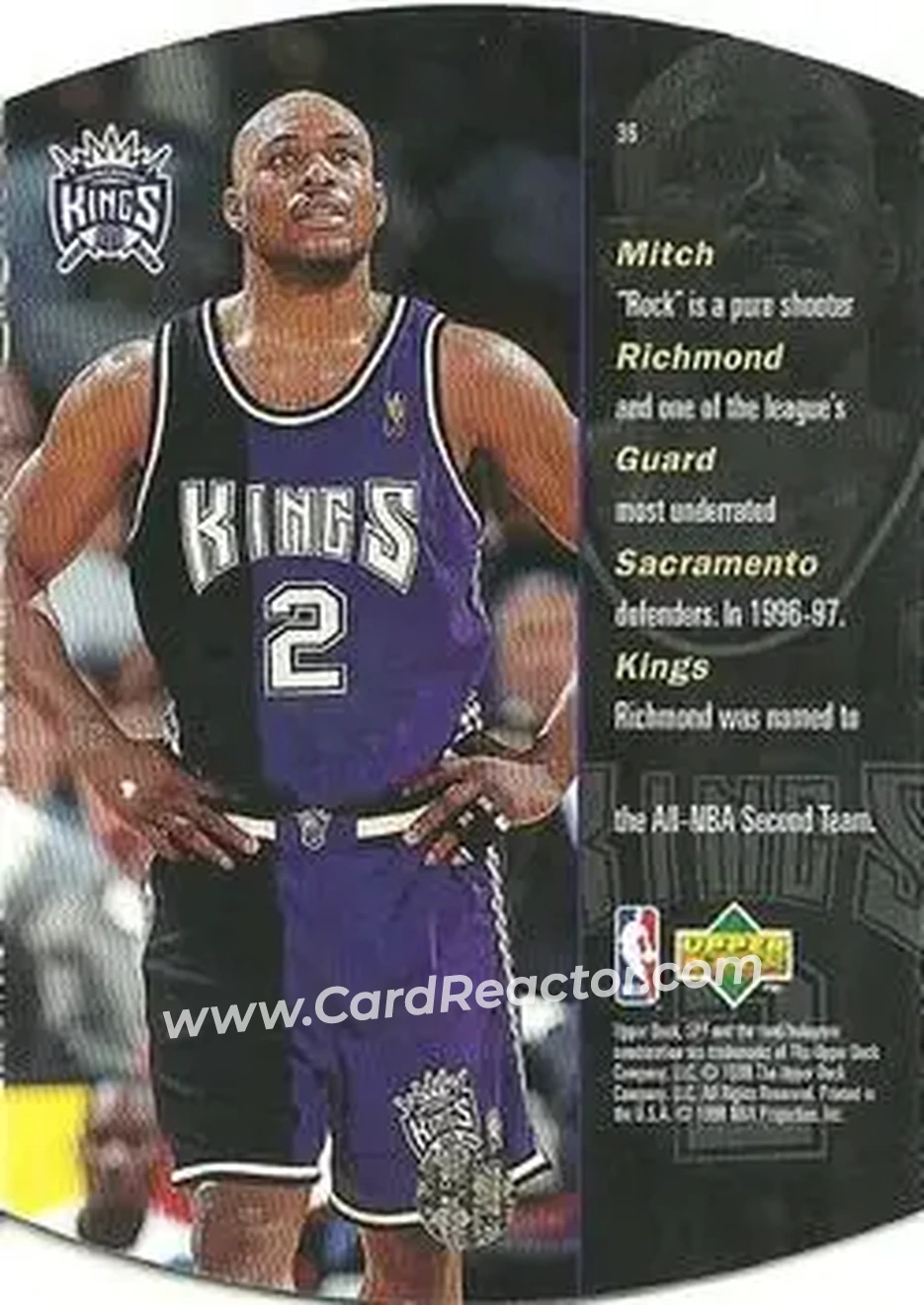 1997-98 SPx Basketball #36 - Mitch Richmond - Sacramento Kings - Back