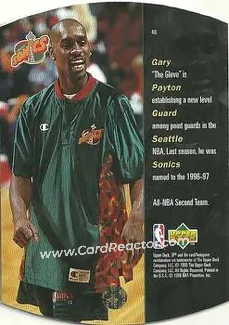 1997-98 SPx Basketball #40 - Gary Payton - Seattle SuperSonics - Back