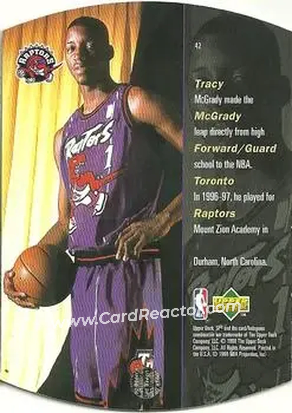 1997-98 SPx Basketball #42 - Tracy McGrady - Toronto Raptors - Back