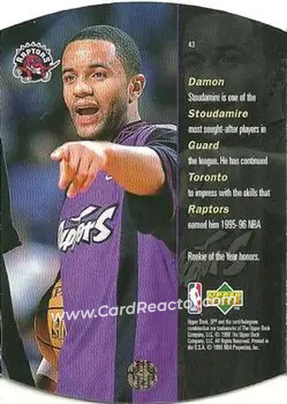1997-98 SPx Basketball #43 - Damon Stoudamire - Toronto Raptors - Back