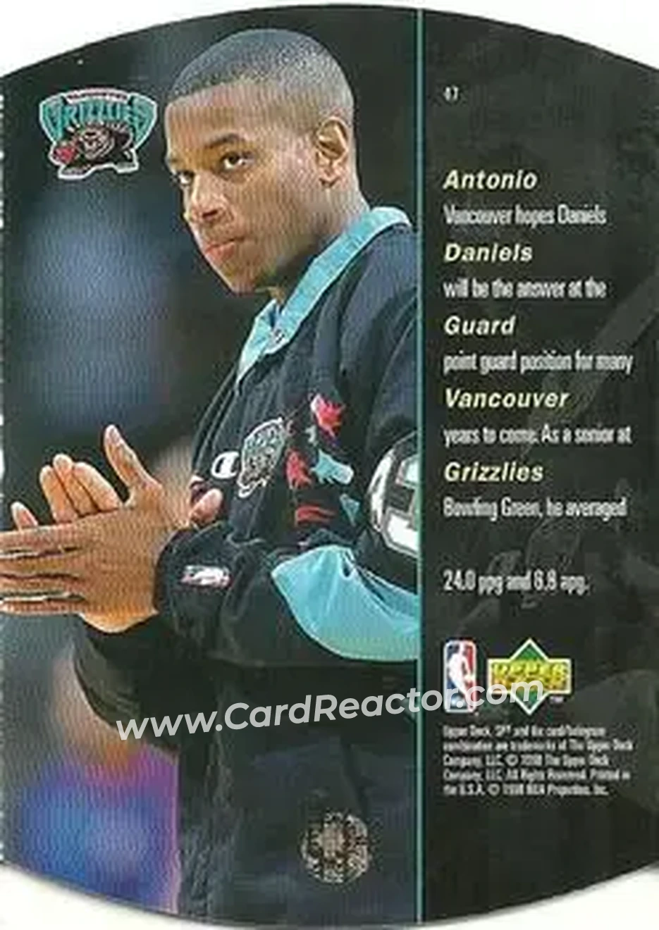 1997-98 SPx Basketball #47 - Antonio Daniels - Vancouver Grizzlies - Back