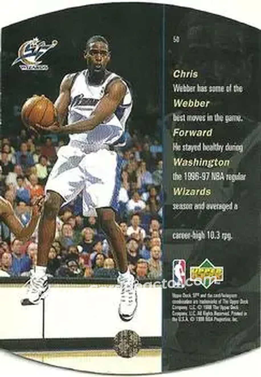 1997-98 SPx Basketball #50 - Chris Webber - Washington Wizards - Back