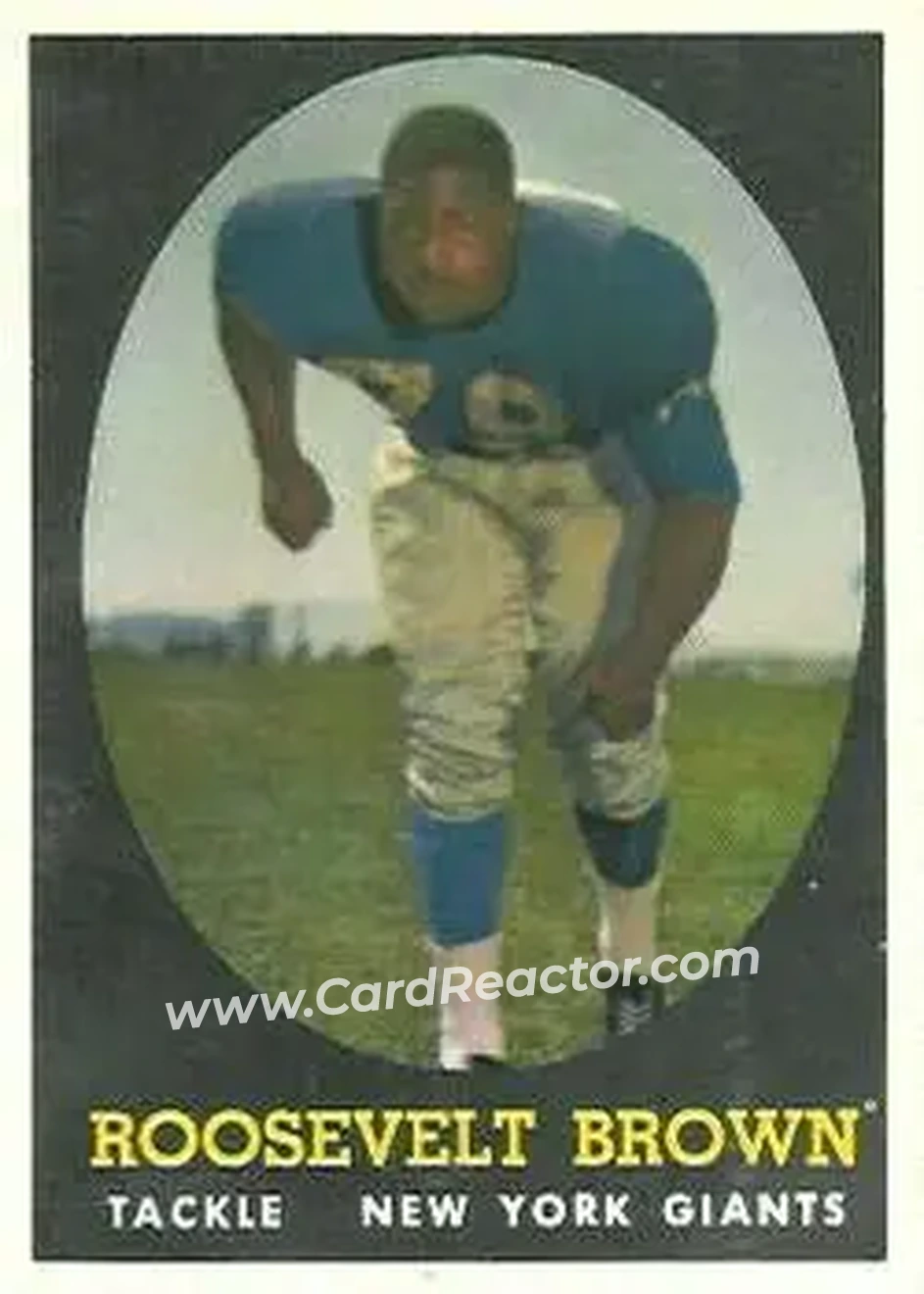 1958 Topps #102 - Roosevelt Brown - New York Giants - Front