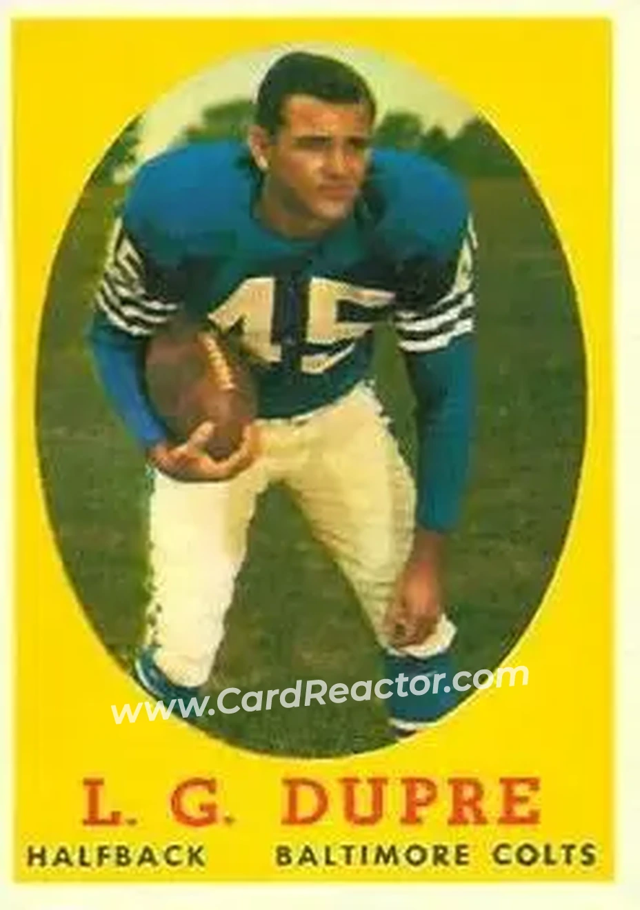 1958 Topps #117 - L.G. Dupre - Baltimore Colts - Front
