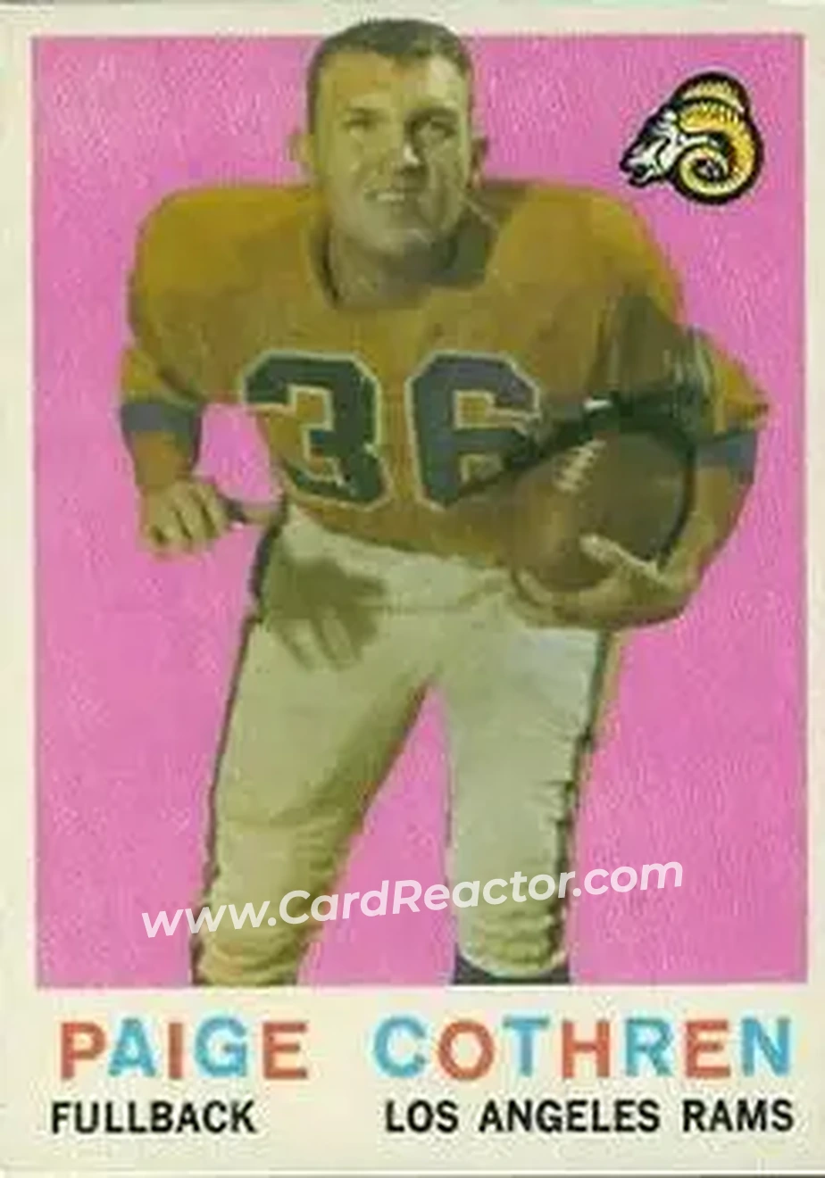 1959 Topps #28 - Paige Cothren - Los Angeles Rams - Front