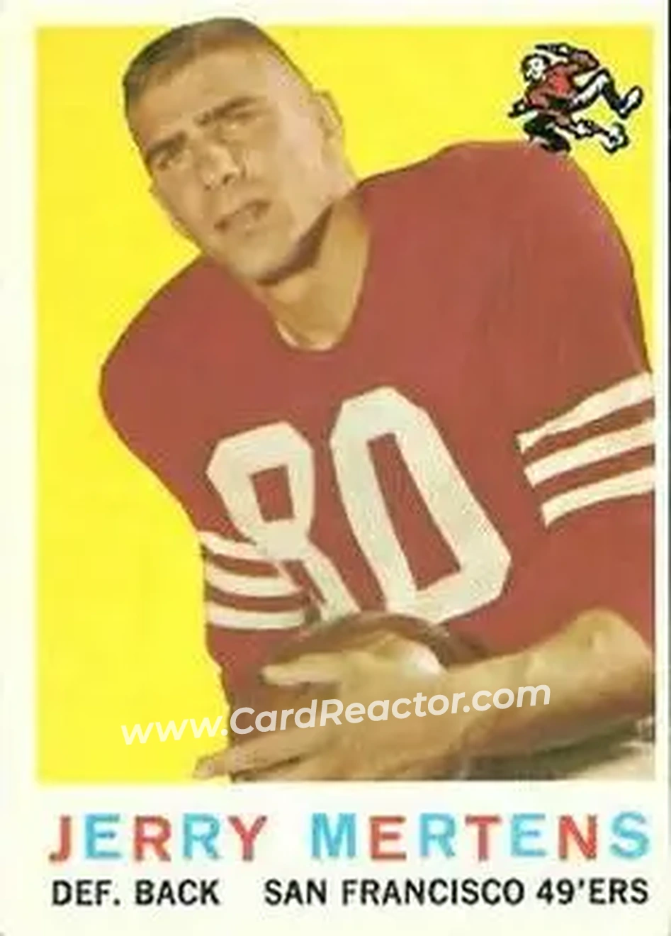 1959 Topps #42 - Jerry Mertens - San Francisco 49ers - Front