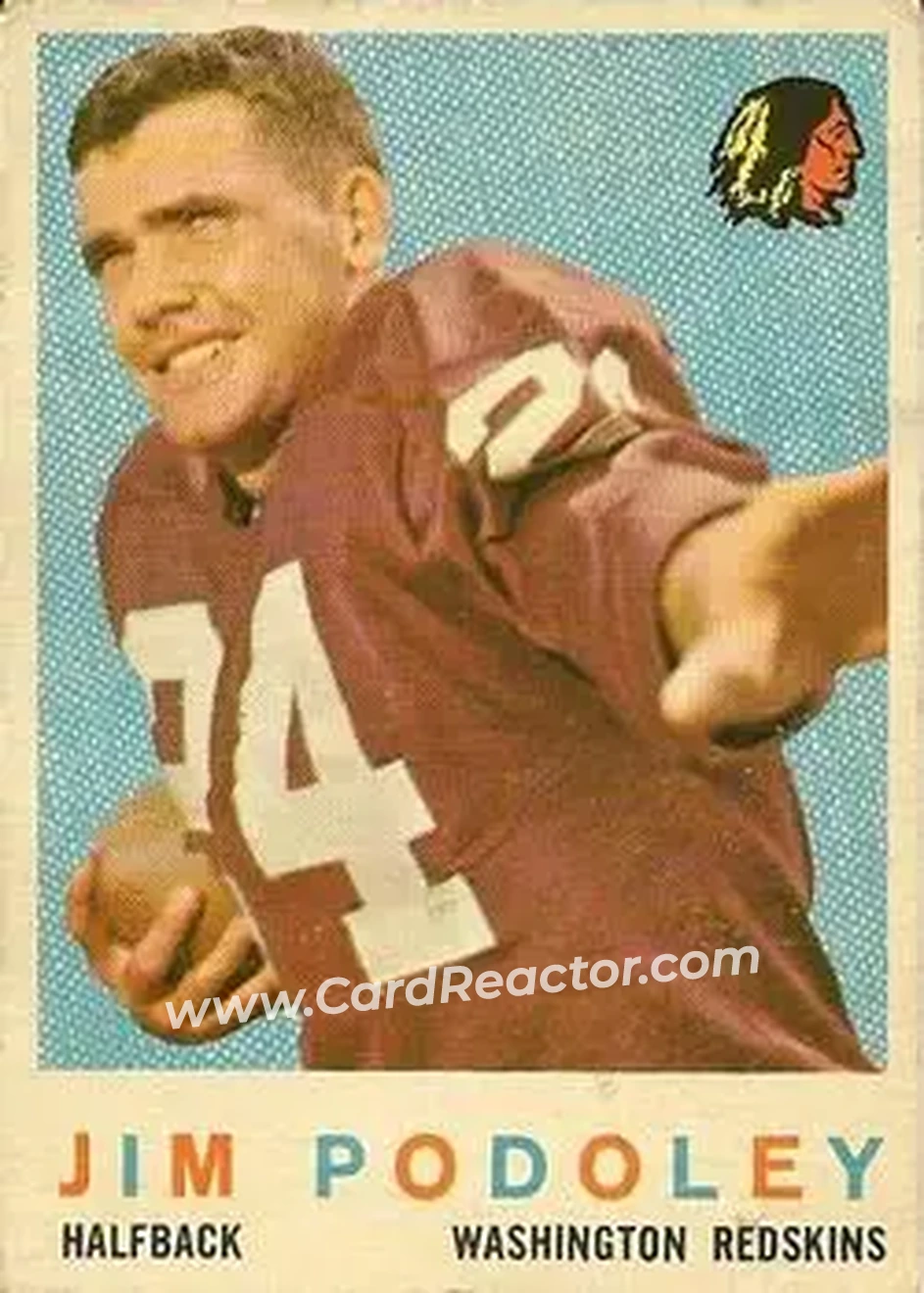 1959 Topps #165 - Jim Podoley - Washington Redskins - Front