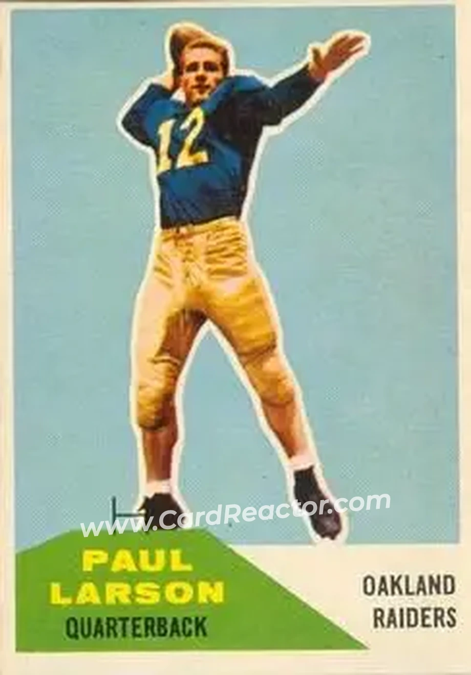 1960 Fleer #13 - Paul Larson - Oakland Raiders - Front 1960 Fleer #13 - Paul Larson - Oakland Raiders - Front