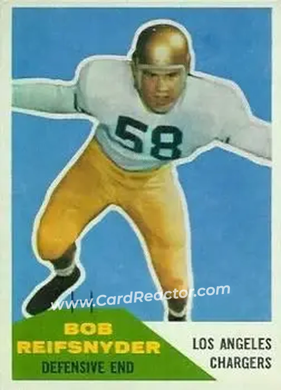 1960 Fleer #42 - Bob Reifsnyder - Los Angeles Chargers - Front 1960 Fleer #42 - Bob Reifsnyder - Los Angeles Chargers - Front