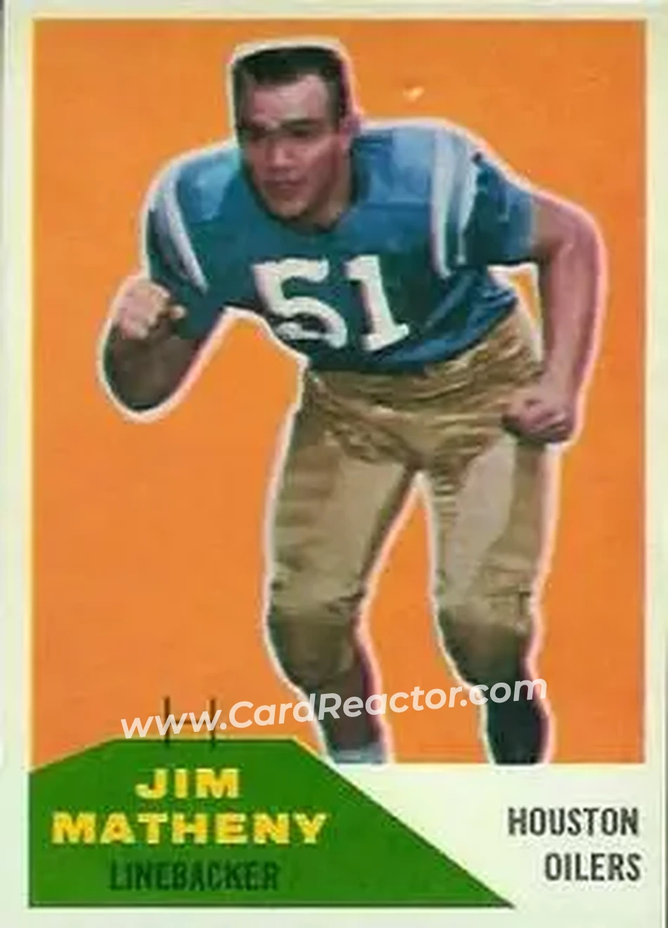 1960 Fleer #122 - Jim Matheny - Houston Oilers - Front