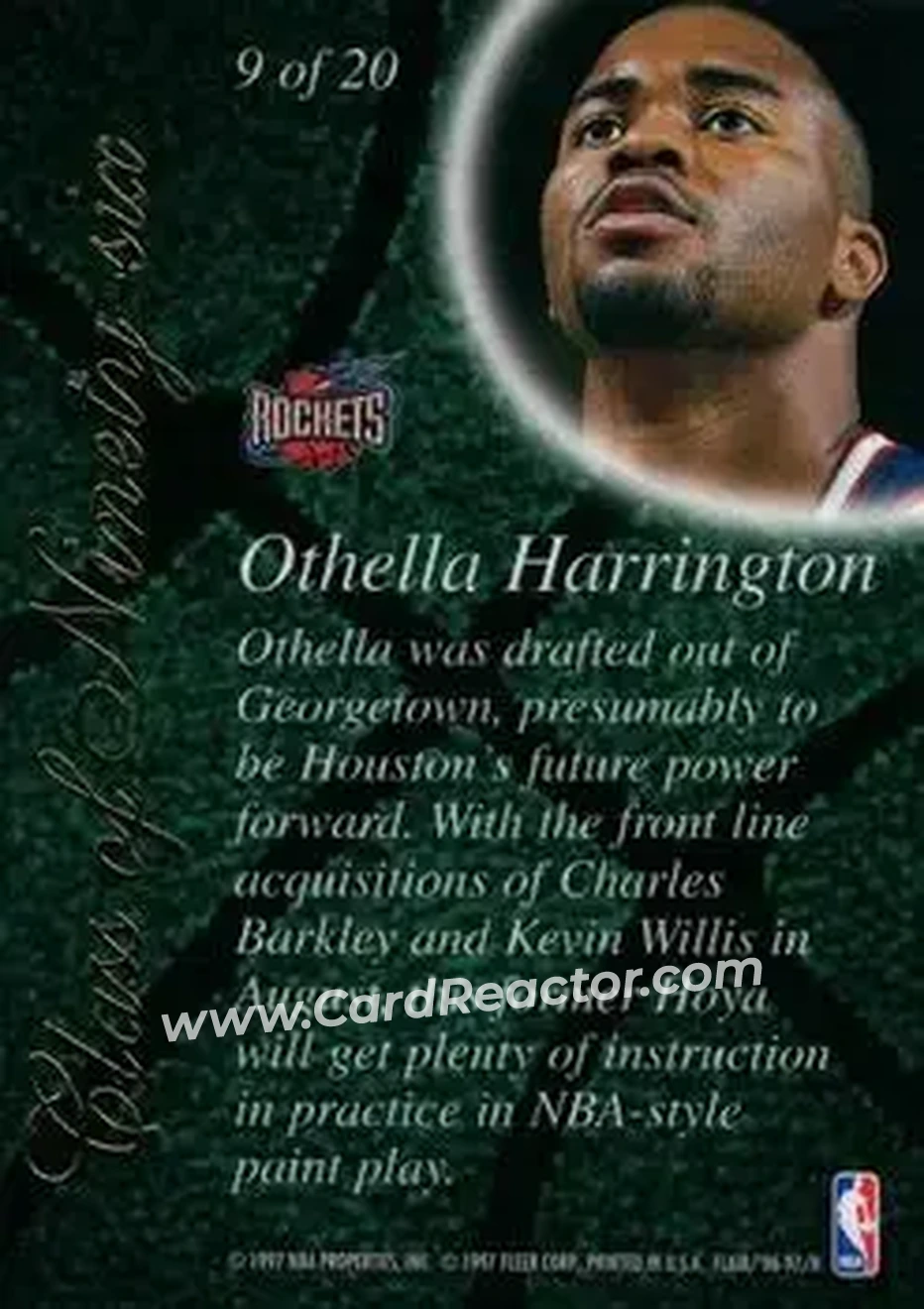 1996-97 Flair Showcase - Class of '96 #9 - Othella Harrington - Houston Rockets - Back