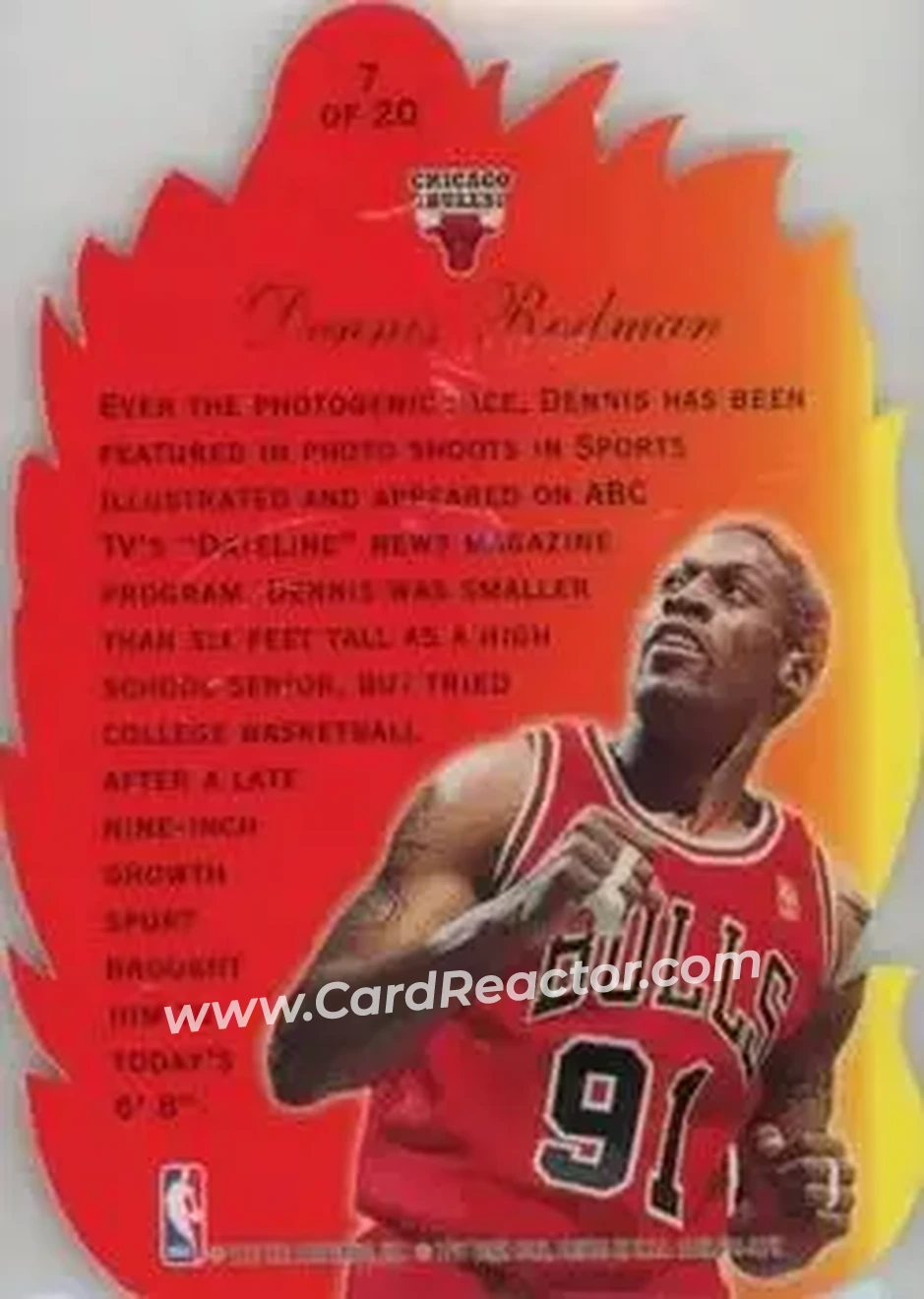 1996-97 Flair Showcase - Hot Shots #7 - Dennis Rodman - Chicago Bulls - Back