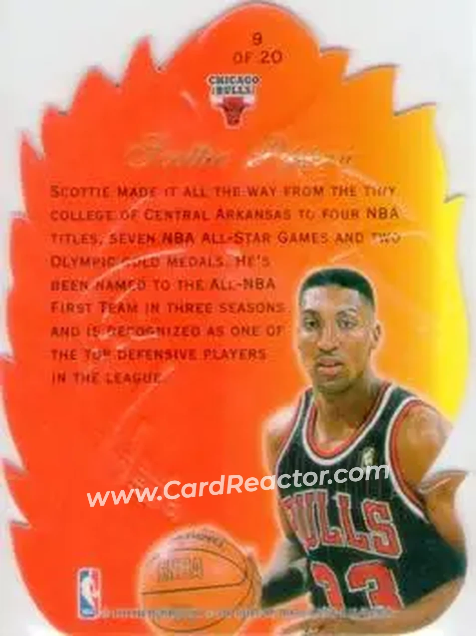 1996-97 Flair Showcase - Hot Shots #9 - Scottie Pippen - Chicago Bulls - Back