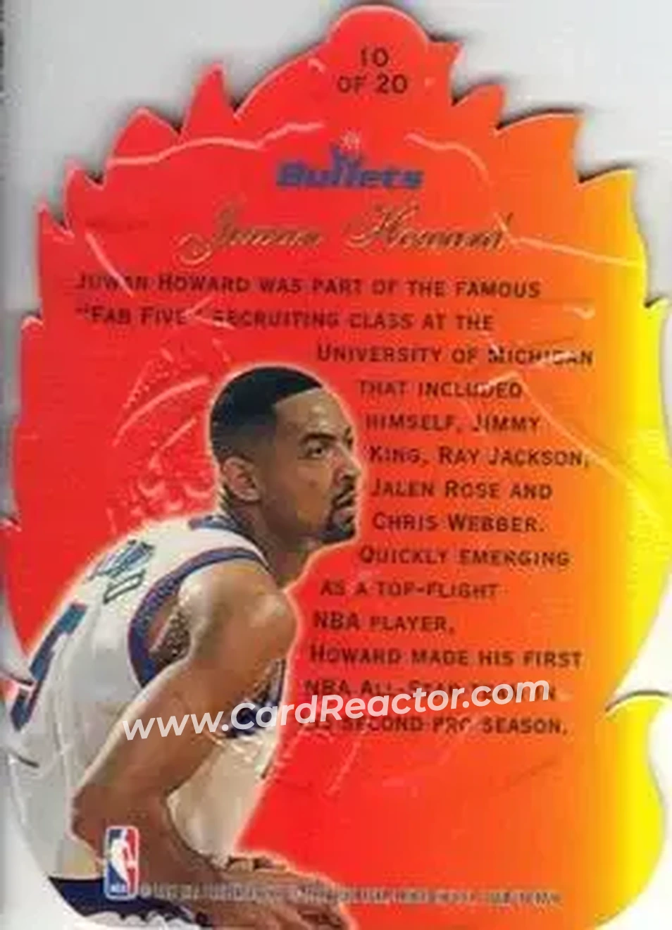 1996-97 Flair Showcase - Hot Shots #10 - Juwan Howard - Washington Bullets - Back