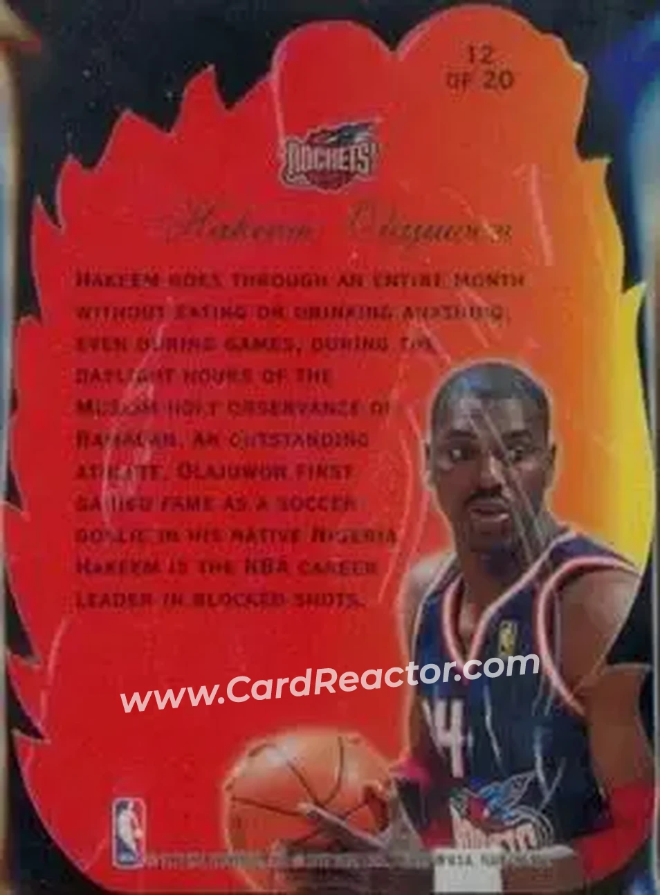 1996-97 Flair Showcase - Hot Shots #12 - Hakeem Olajuwon - Houston Rockets - Back