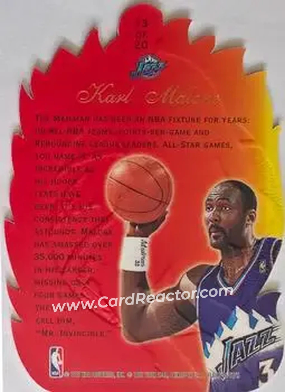 1996-97 Flair Showcase - Hot Shots #13 - Karl Malone - Utah Jazz - Back