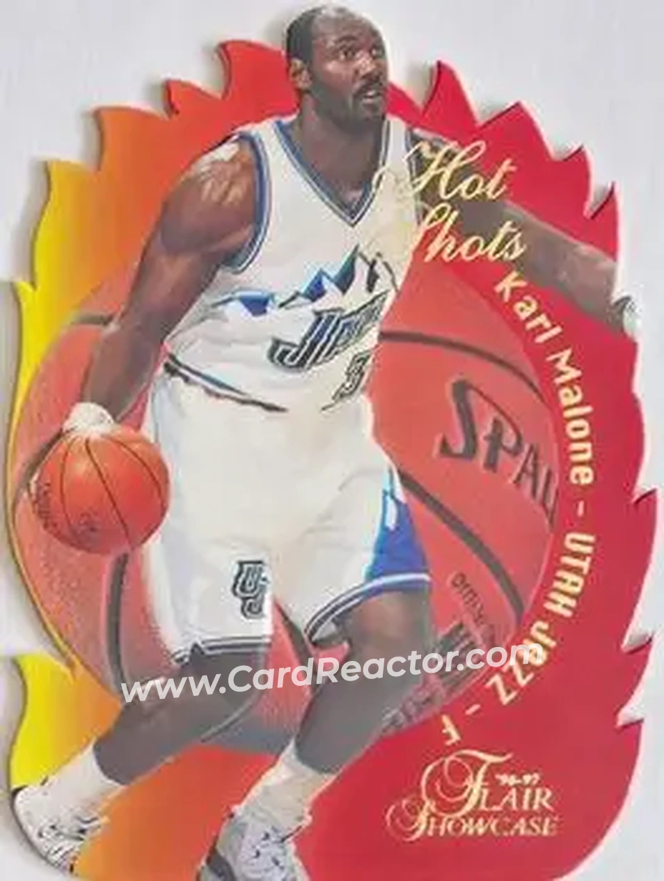 1996-97 Flair Showcase - Hot Shots #13 - Karl Malone - Utah Jazz - Front