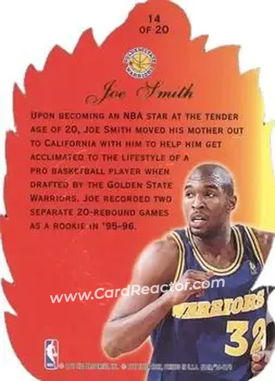 1996-97 Flair Showcase - Hot Shots #14 - Joe Smith - Golden State Warriors - Back