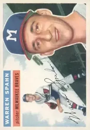 1956 Topps #10a - Warren Spahn - Milwaukee Braves