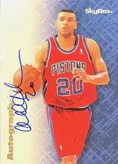 1996-97 SkyBox Premium - Autographics Blue Ink #NNO - Allan Houston - Detroit Pistons